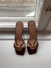 Annaline mules med gulddetalje - Brun/guld