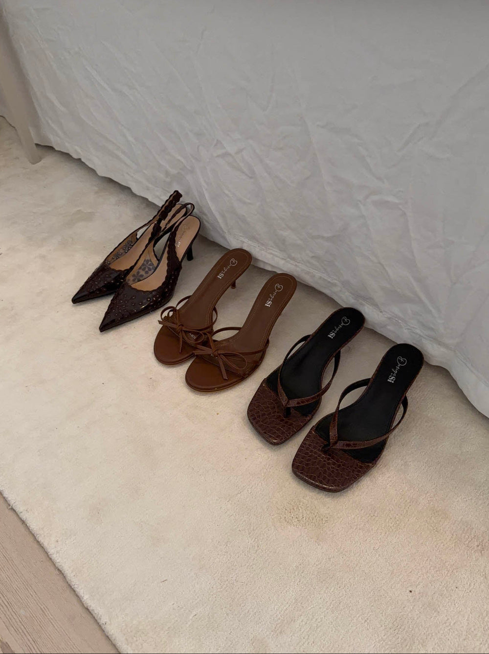 Safine mules med krokodilleprint - Brun