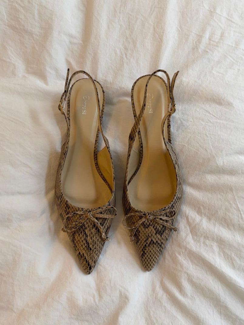 Mojsa mules med slangskind - Beige