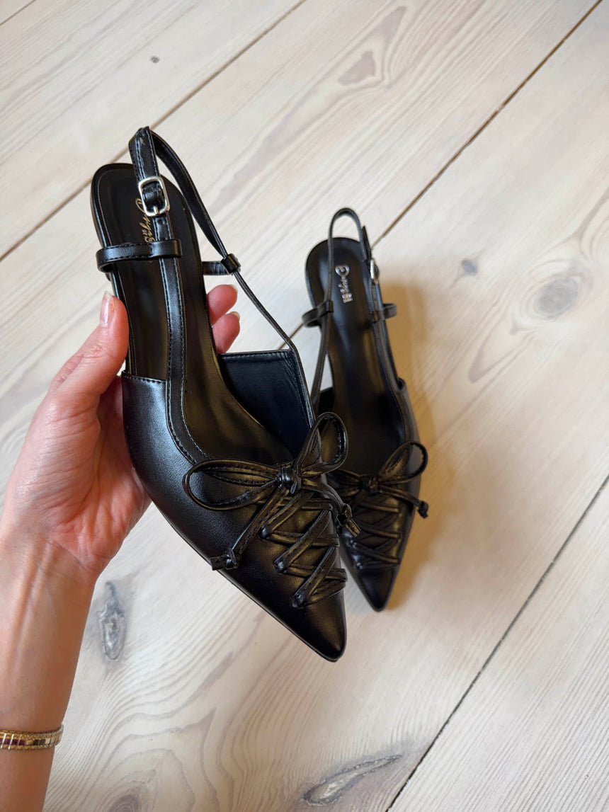 Sola mules med sløje - Sort