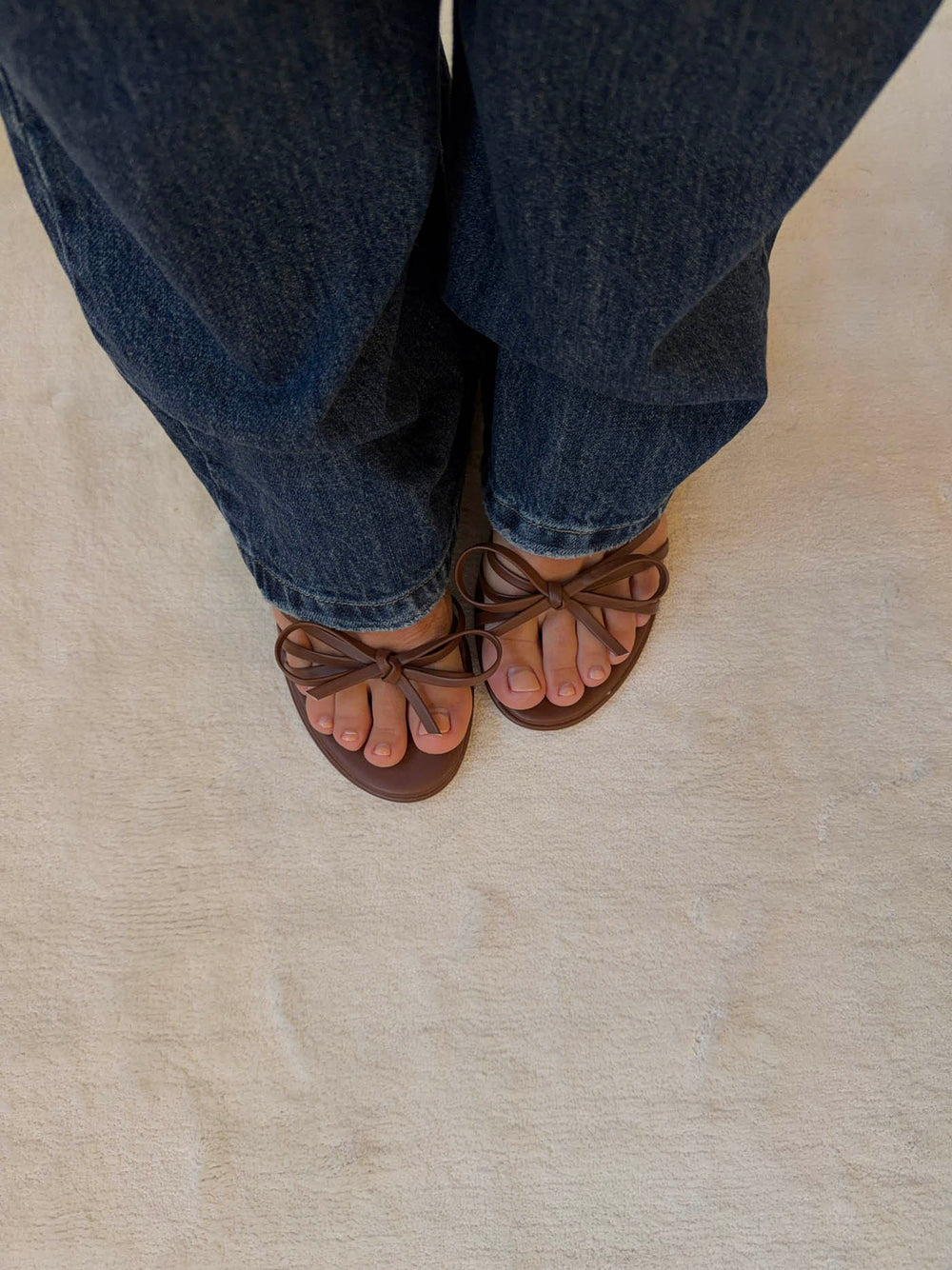 Anna mules med sløjfedetalje - Brun