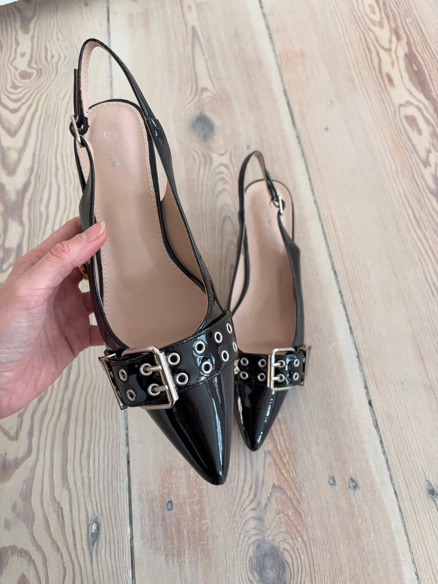 Bobla mules med spænde - Sort