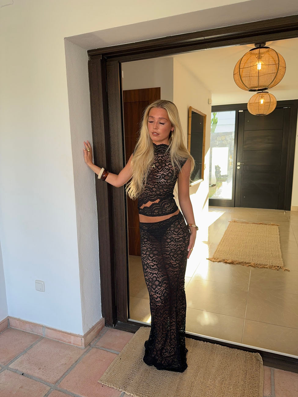 Marisol nederdel i blonde - Sort