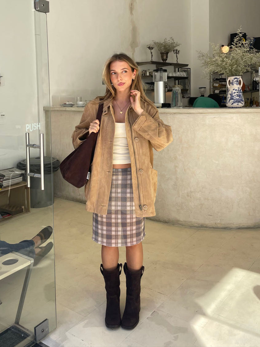 Daniella nederdel i mesh med tern - Blå/hvid