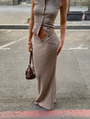 Antonia nederdel med knapper - Beige