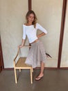 Mandy nederdel med tern - Beige