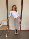 Mandy nederdel med tern - Beige