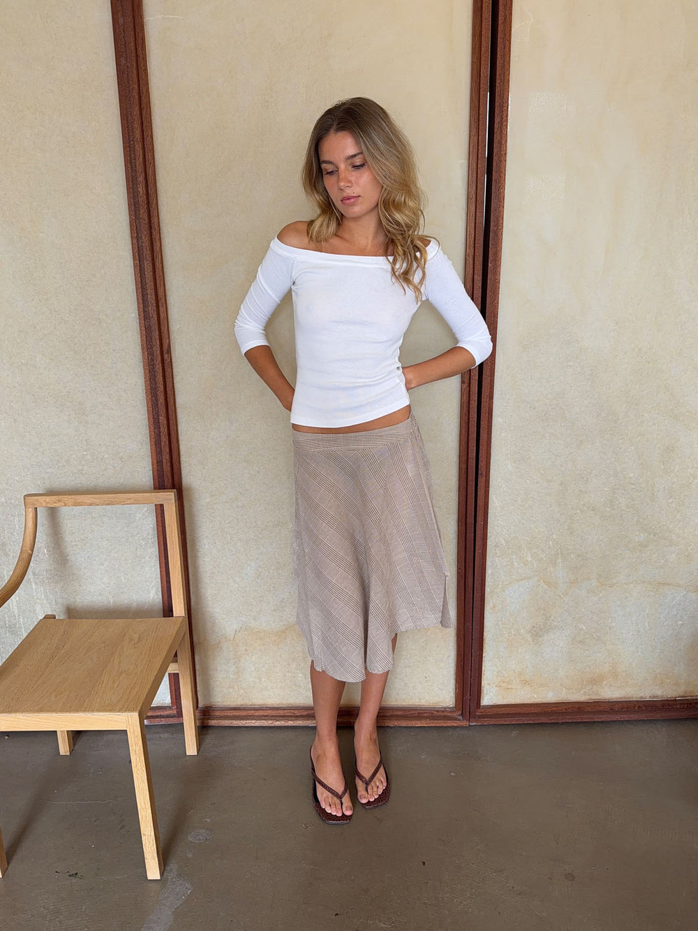 Mandy nederdel med tern - Beige