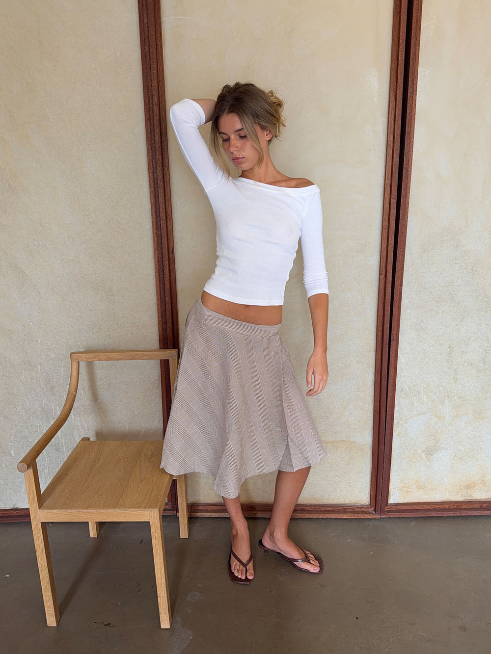 Mandy nederdel med tern - Beige