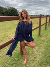 Aveline off shoulder-kjole - Navy