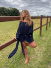 Aveline off shoulder-kjole - Navy