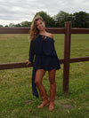 Aveline off shoulder-kjole - Navy
