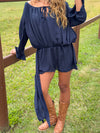 Aveline off shoulder-kjole - Navy
