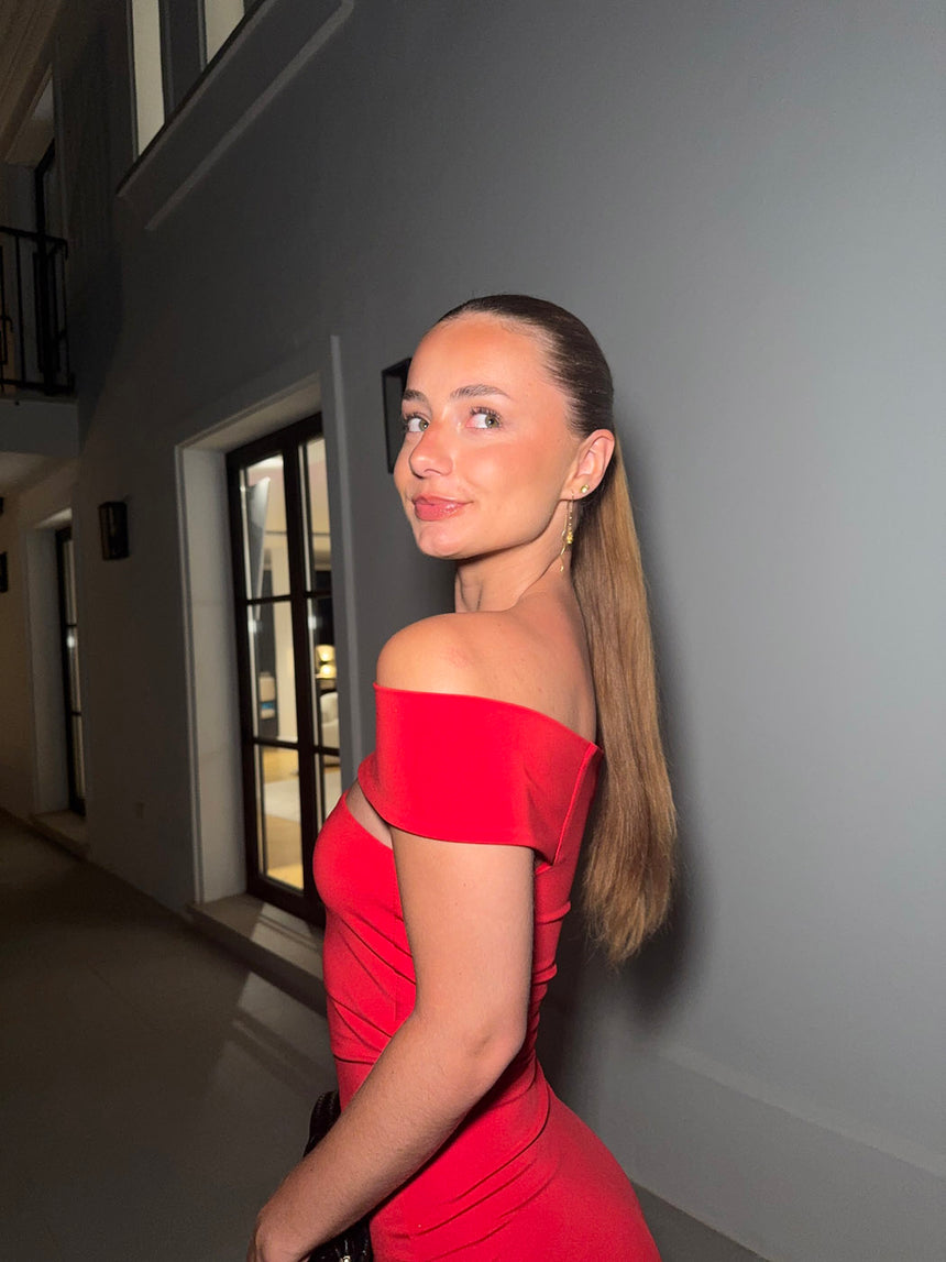 Carmana off shoulder kjole - Rød