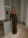 Nitta off shoulder maxi kjole - Brun
