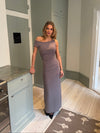 Mina one shoulder maxi kjole - Taupe