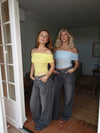 Victoire off shoulder top i mesh - Lyseblå