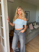 Victoire off shoulder top i mesh - Lyseblå