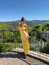 Andie off shoulder satin kjole - Gul
