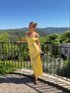 Andie off shoulder satin kjole - Gul