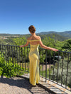 Andie off shoulder satin kjole - Gul