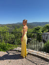 Andie off shoulder satin kjole - Gul