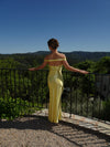 Andie off shoulder satin kjole - Gul