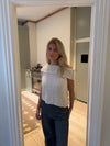Elinor off shoulder strikvest - Off white