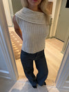 Elinor off shoulder strikvest - Off white