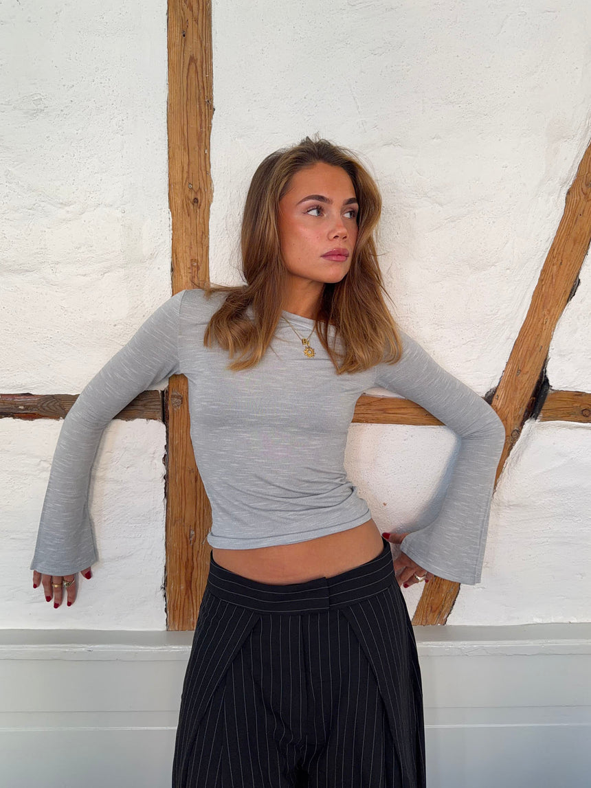 Aven one shoulder bluse - Lysegrå