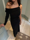 Linea one shoulder kjole - Sort