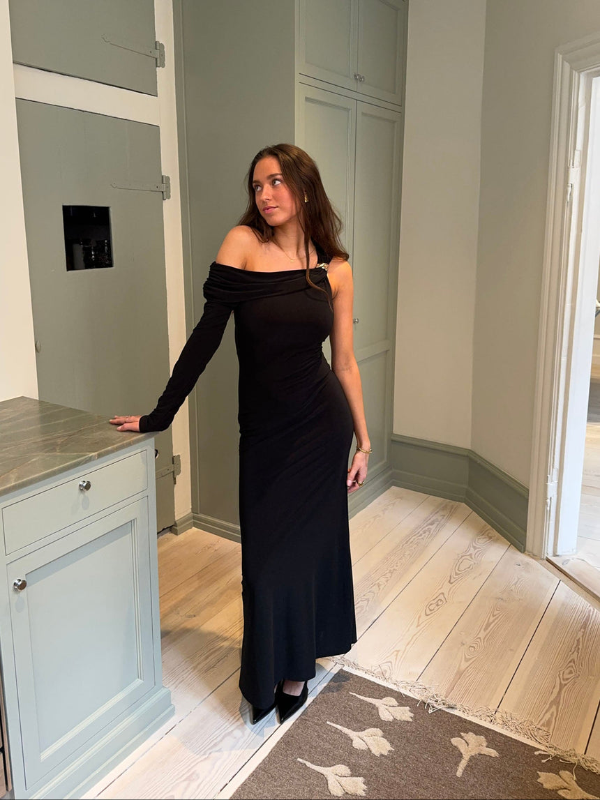 Linea one shoulder kjole - Sort