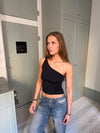 Larna one shoulder top - Sort