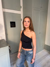 Larna one shoulder top - Sort