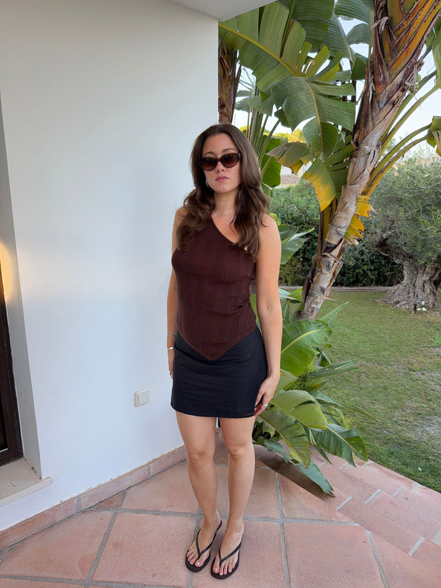 Frey one shoulder top - Brun