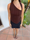Frey one shoulder top - Brun