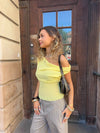 Tanua one shoulder top med smock - Gul