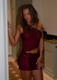 Jolie one shoulder top med pallietter - Rød