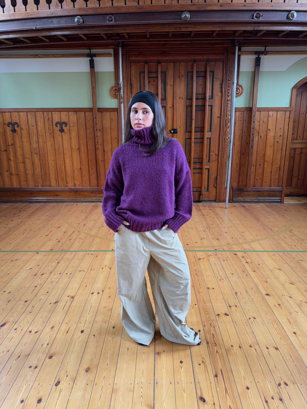 Valdamara oversized striktrøje med turtleneck - Lilla
