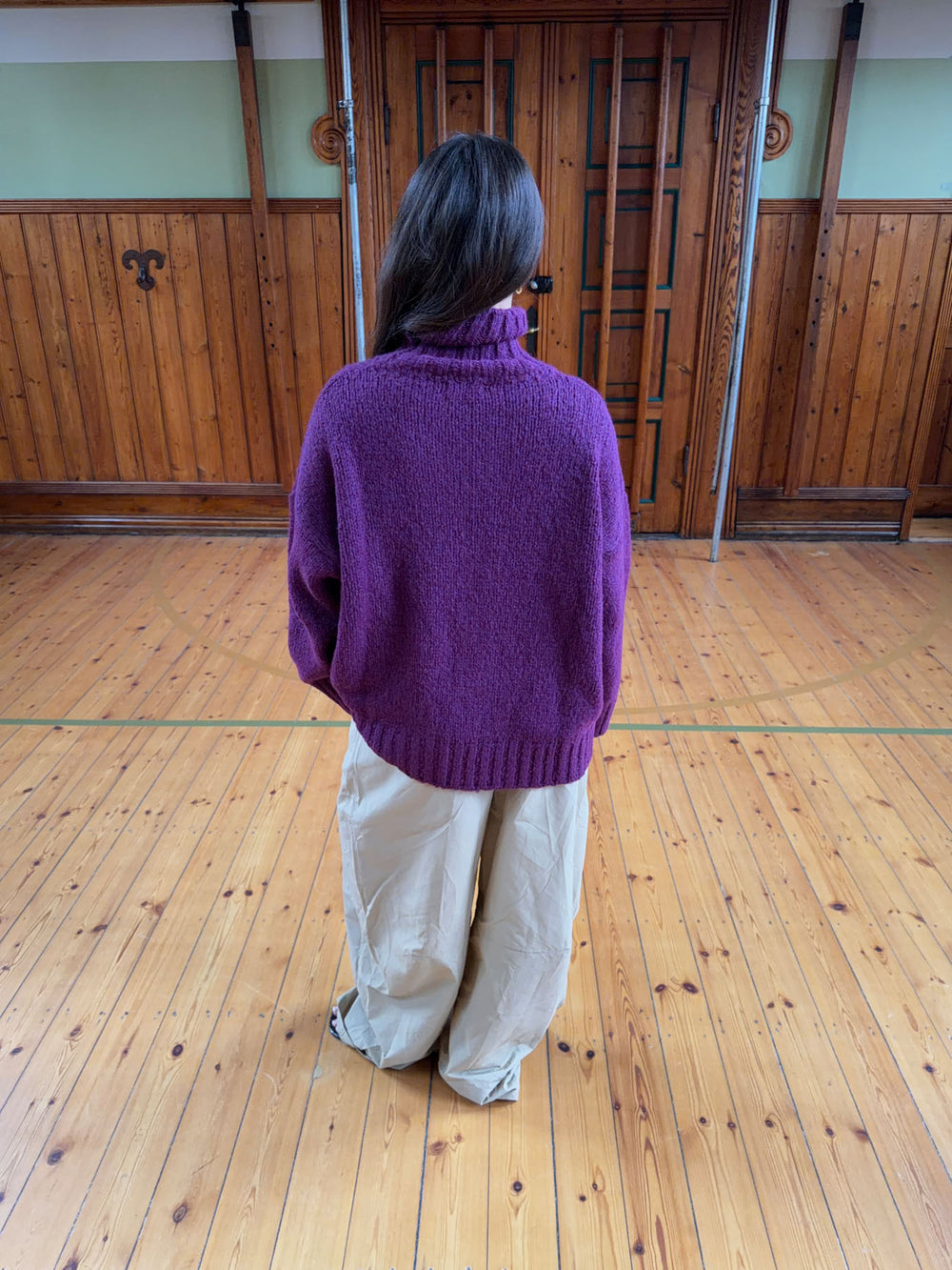 Valdamara oversized striktrøje med turtleneck - Lilla