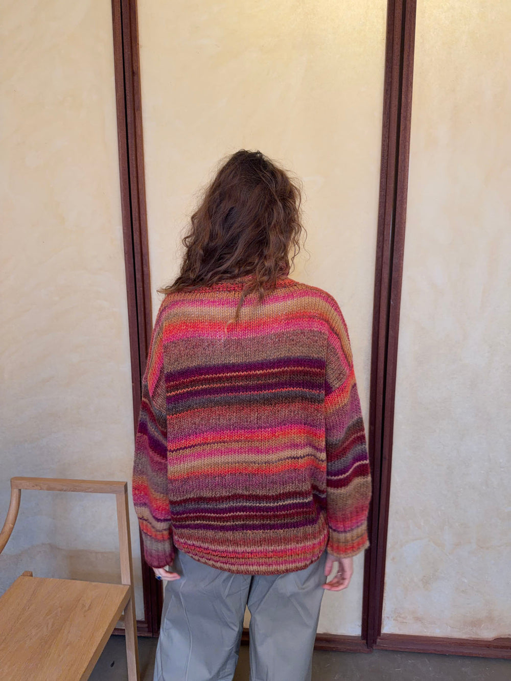 Valdamara oversized striktrøje med turtleneck - Multifarvet