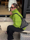 Valdamara oversized striktrøje med turtleneck - Limegrøn