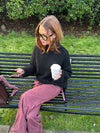 Valdamara oversized striktrøje med turtleneck - Sort