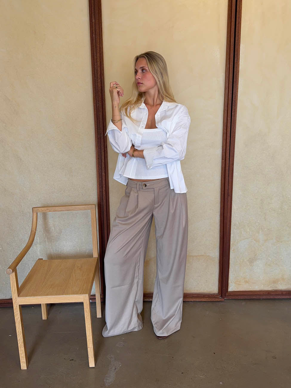 Camilla oversized suitbukser - Beige