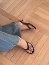 Pepita sandal med hæl og polkaprikker - Sort/Hvid