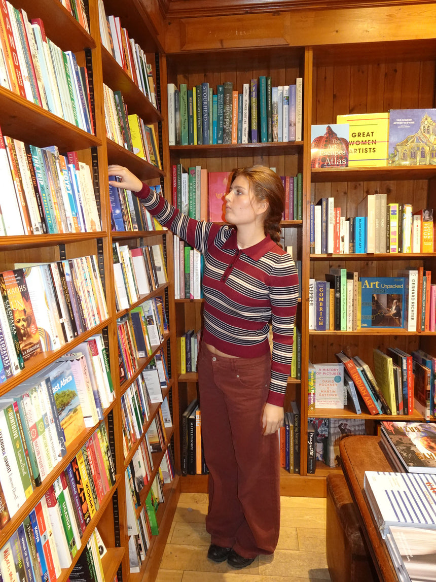 Tilina polo med striber - Rød/beige/navy