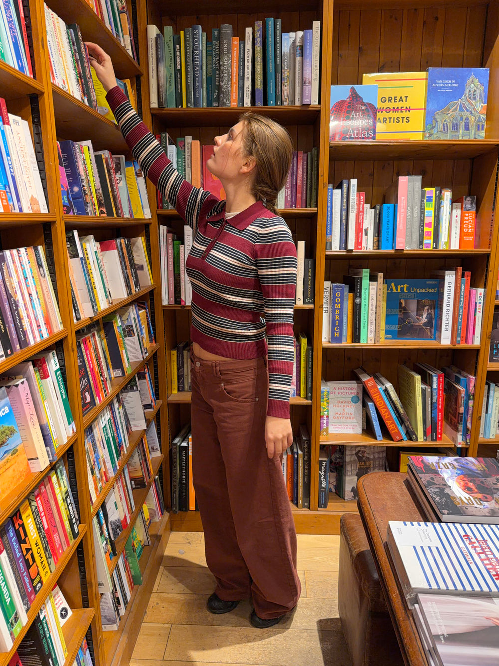 Tilina polo med striber - Rød/beige/navy