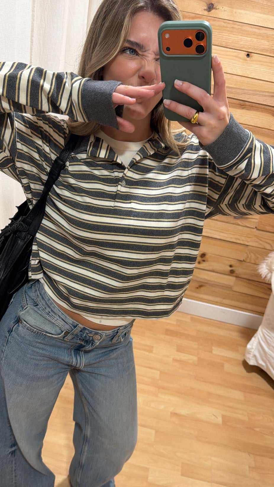 Nilla polo med striber - Grå/gul/hvid