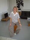 Line polo med striber - Hvid/beige/navy