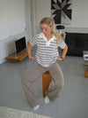 Line polo med striber - Hvid/beige/navy